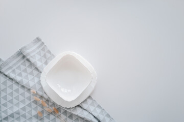 Set of stylish tableware set flat lay top view on white background