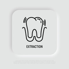 Tooth extraction thin line icon. Dental surgery. Dentistry. Vector illustration.