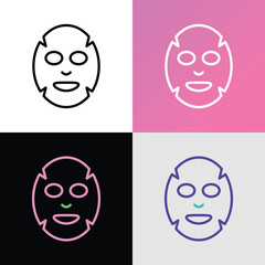 Facial sheet mask thin line icon. Modern vector illustration for beauty shop.
