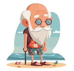 cartoon of a man with a cane