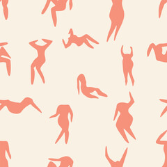 Matisse people silhouettes seamless pattern. Henri Matisse abstract figures In different poses.