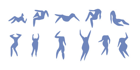 Matisse people silhouettes. Henri Matisse abstract figures In different poses. Vector illustration isolated in white background