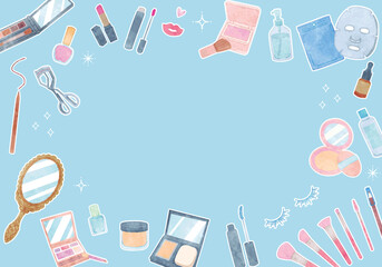 コスメ　イラストフレーム　手描き水彩画　