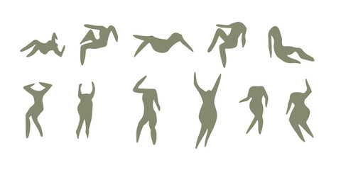 Matisse people silhouettes. Henri Matisse abstract figures In different poses. Vector illustration isolated in white background