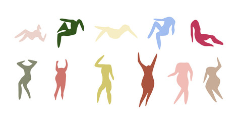 Matisse people silhouettes. Henri Matisse abstract figures In different poses. Vector illustration isolated in white background