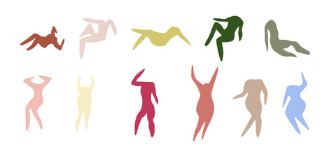 Matisse people silhouettes. Henri Matisse abstract figures In different poses. Vector illustration isolated in white background