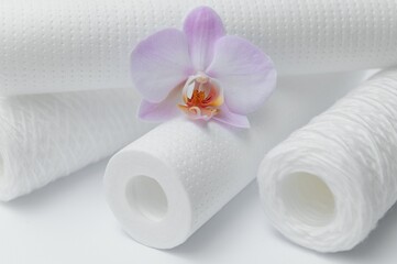 cartridges for water filter on white