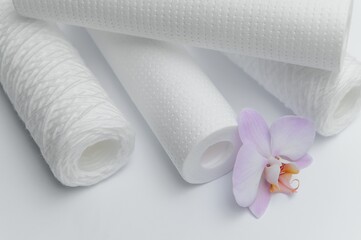 cartridges for water filter on white