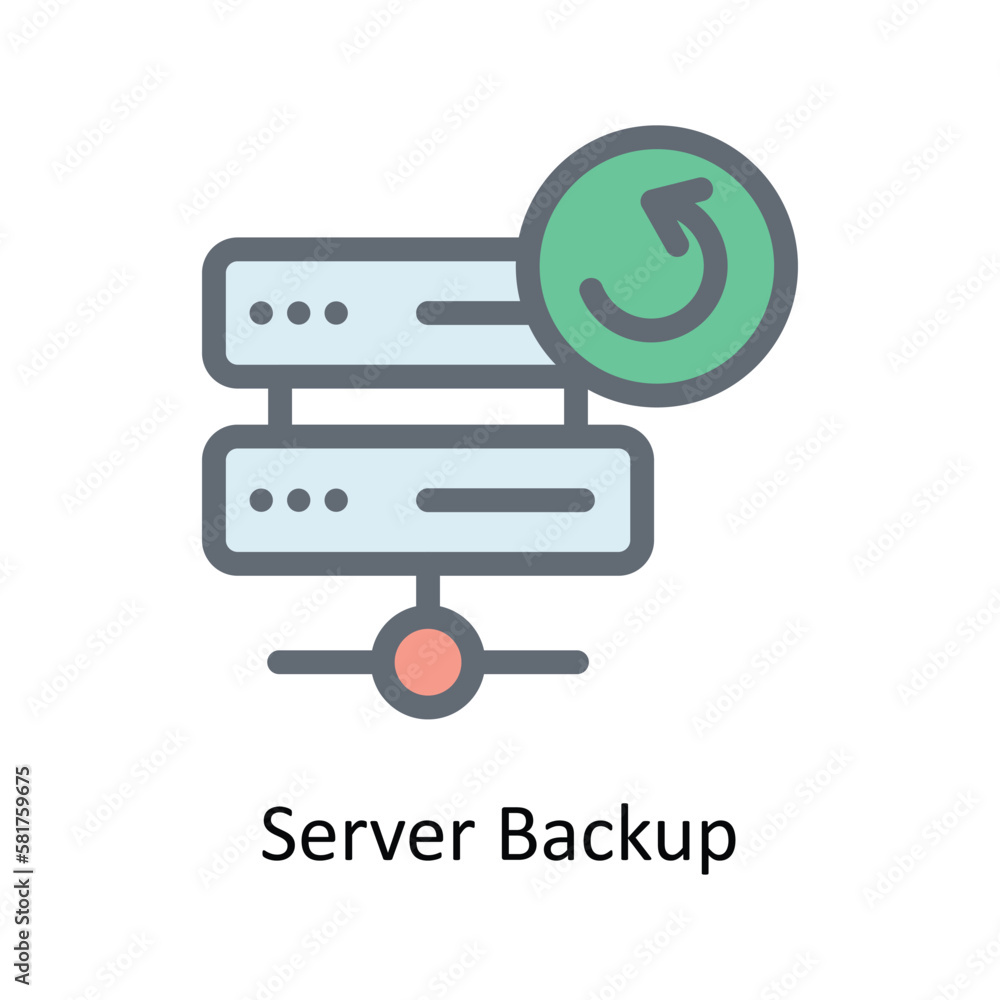 Poster server backup vector fill outline icons. simple stock illustration stock