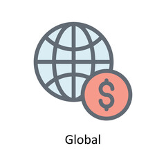 Global  Vector Fill outline Icons. Simple stock illustration stock
