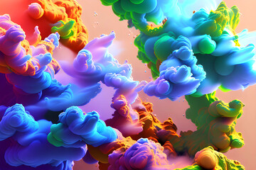 Fototapeta na wymiar Abstract streaks of rainbow paint explosion ink. AI generated