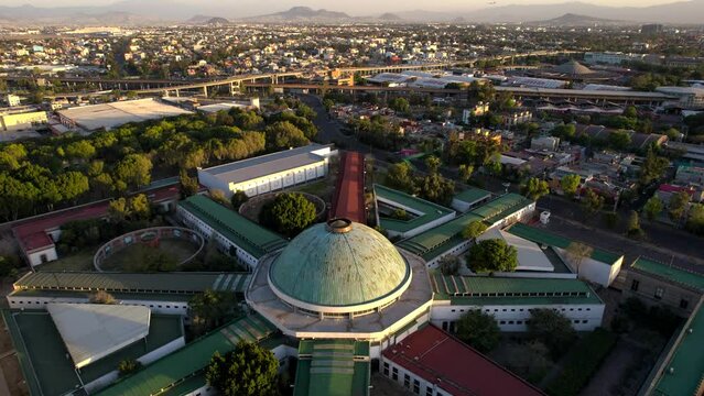 drone shot of core of historical prison at mexico city