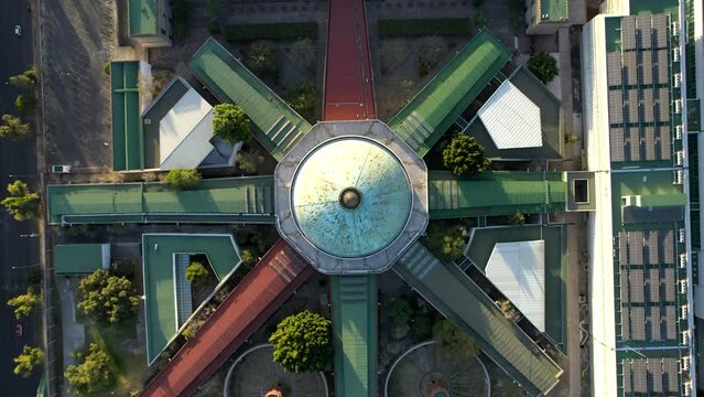 drone shot of historical lecumberri prison core in mexico city