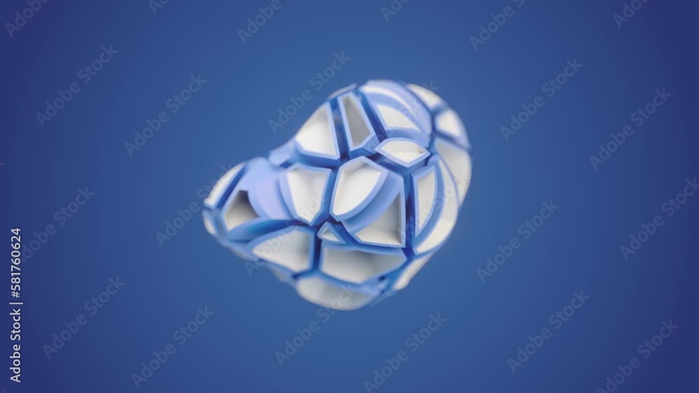 Aufkleber Abstract loop animation of a white crystal figure. 3d rendering HD
