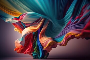 Moving abstract fabric, dynamic fabric, and flying fabric. Generative AI