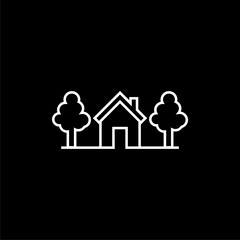 House and trees icon   isolated on black background
