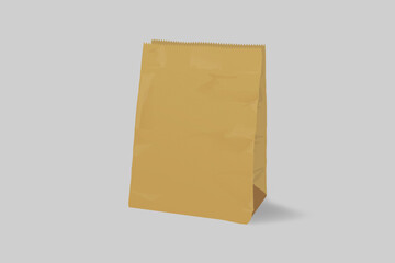 Brown paper bag mockup isolated on white background, 3d rendering.eco friendly and zreo waste concept.