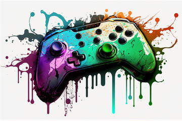 Deep colorful melting splash controller. generative ai