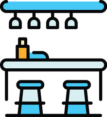 Fototapeta premium Cocktail counter icon. Outline Cocktail counter vector icon for web design isolated on white background color flat