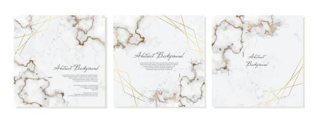 Abstract square backgrounds with the texture of marble, stone and glitter. Vector templates for social media