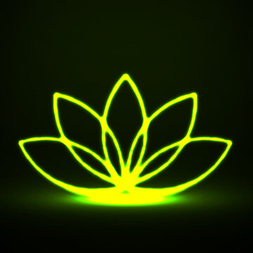 Neon lotus icon logo. Glowing lotus symbol. Vector illustration