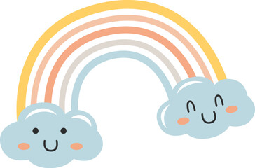 Rainbow funny face character Weather element