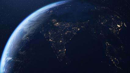 Fototapeta na wymiar Planet earth and asia continent seen from space