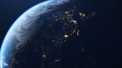 Planet earth and the asian continent seen from space