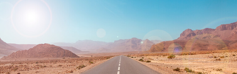 Fototapeta na wymiar Road in desert landscape in Morocco