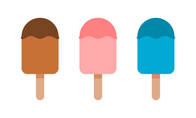 Set ice cream stick icon flat vector design
