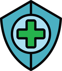 Obraz premium Shield medicine icon. Outline shield medicine vector icon for web design isolated on white background color flat