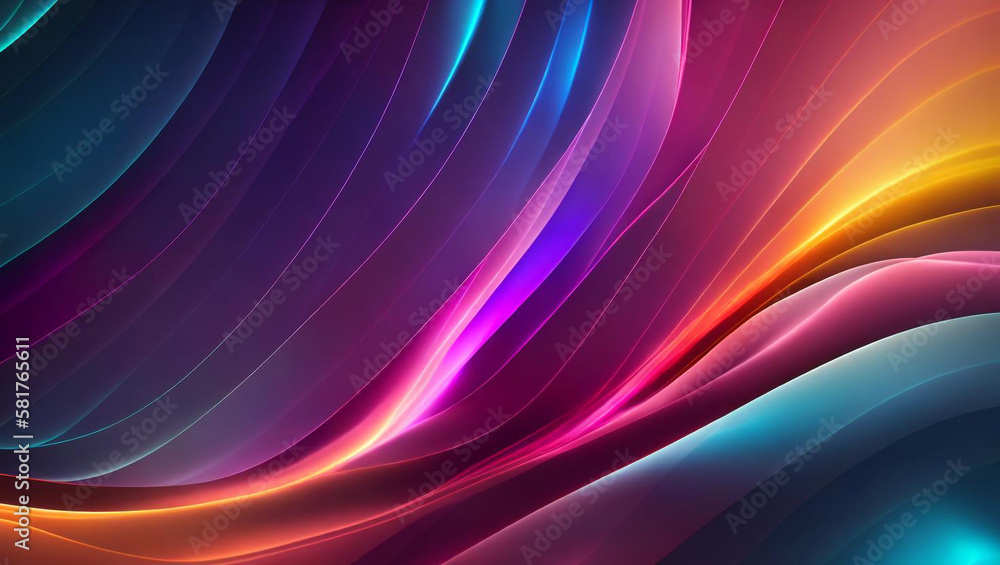 Wall mural Generative AI, generative and AI background with wavy lines offers a whimsical and organic feel to any artwork. Its abstract and surreal nature can evoke various emotions and offer a memorable effect.