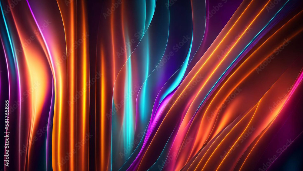 Wall mural Generative AI, generative and AI background with wavy lines offers a whimsical and organic feel to any artwork. Its abstract and surreal nature can evoke various emotions and offer a memorable effect.