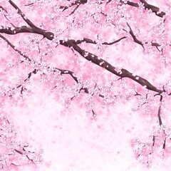 Cherry blossom, Sakura, Pink background, Generative AI