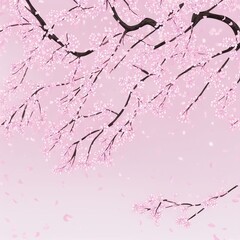 Cherry blossom, Sakura, Pink background, Generative AI