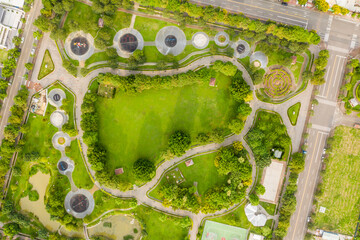 green and funny park at a city