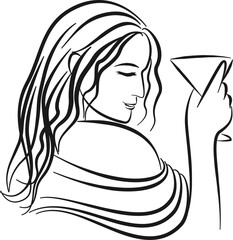 A beautiful, glamorous, attractive and elegant woman holding a wine glass