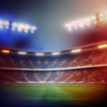 Sports football stadium blurred background - AI generated image