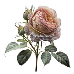 Centifolia rose  - Transparent Background. Generative AI
