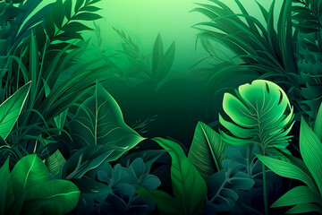 Collection of Green Tropical leaves Foliage plant in color with space in Green Background. - simple, versatile, background, surface, material, pattern, digital, design.