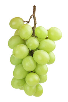 Green grapes isolated on the white background. Fresh BIO fruits.