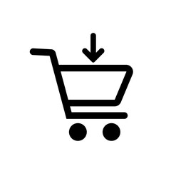 Shopping cart vector icon, flat design. Shopping cart icon with arrow.
