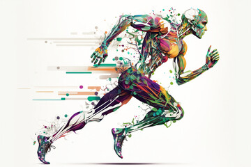Fototapeta na wymiar Runner who starts running in a hurry to the future. Generative AI