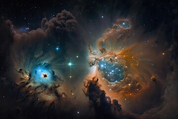 Nebulas, stars, and a starry background. Generative AI
