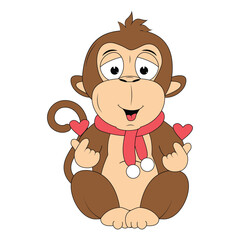 Obraz premium cute monkey animal cartoon illustration