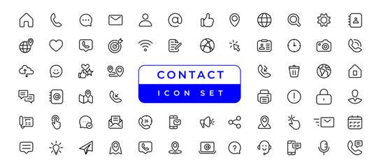 Contact & communication Iconset, Business card contact information icons. Contact us and Web icon set. outline icon for contact, chat and communication. most useful iconset.