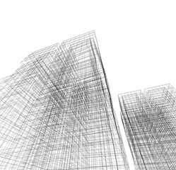 Architecture building vector 3d drawing