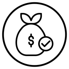 cash bag line icon