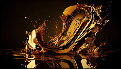 Abstract gold liquid background. Generative Ai