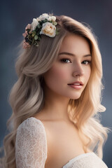 Naklejka premium portrait of a woman with flowers Artistic Vision